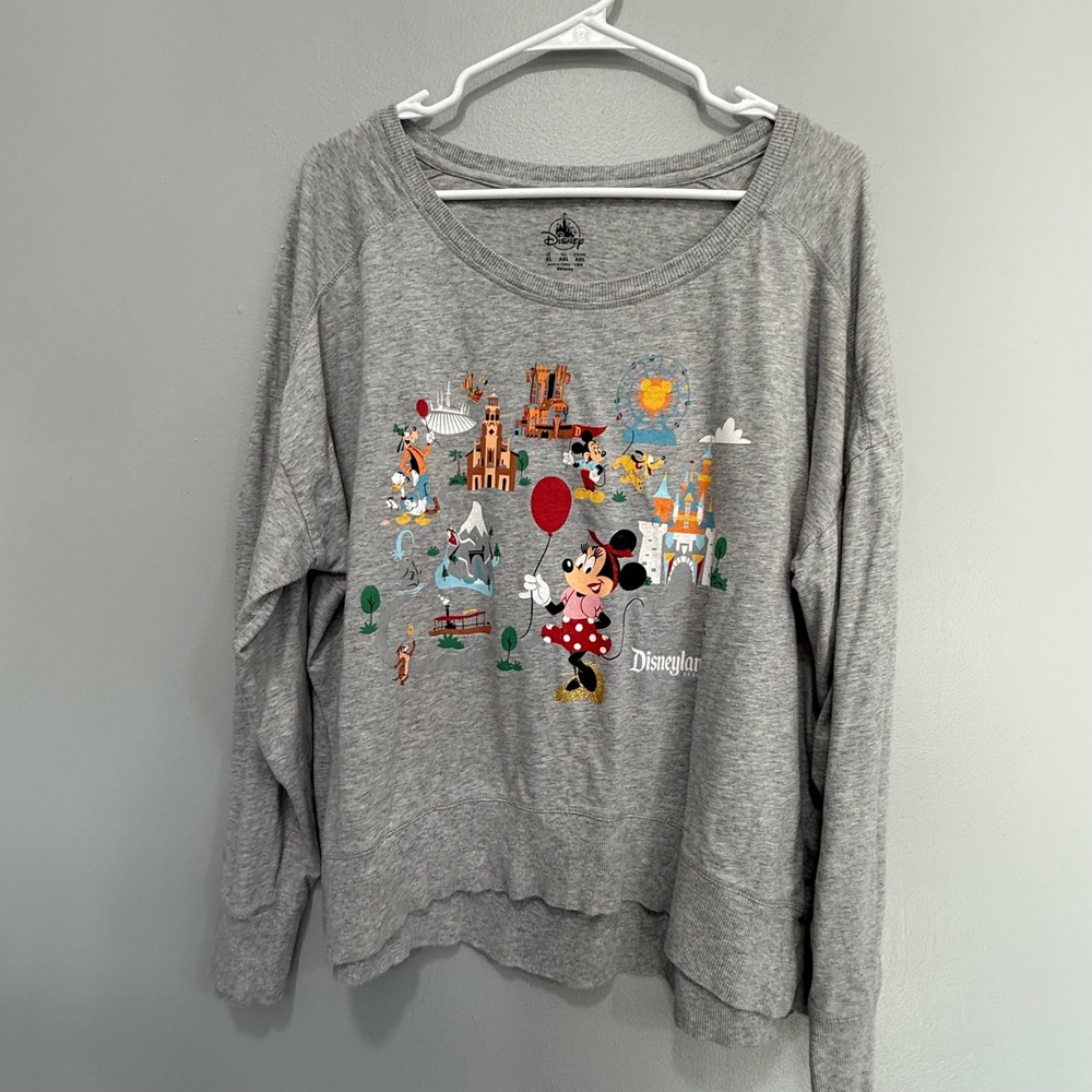 Disney Parks Disneyland Resort Minnie Mickey Mouse Gray Pullover thin shirt XL